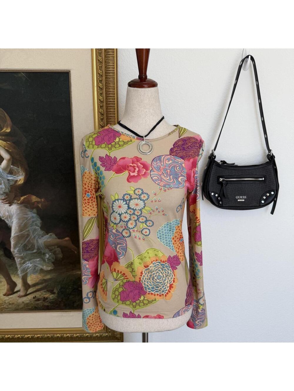 Y2K Euro Styled Whimsi Floral Long Sleeve Top